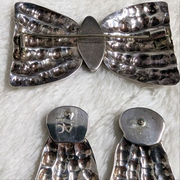 Vintage 70's Sterling Silver & Malachite Brooche w/ Earrings (plz read descrp) - Picture 13 of 13